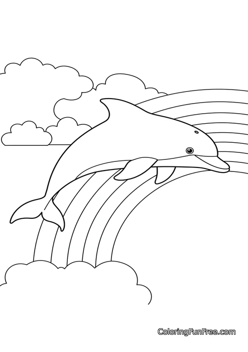 Dolphin jumping over rainbow