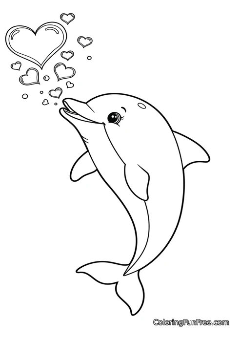 Dolphin with heart bubbles