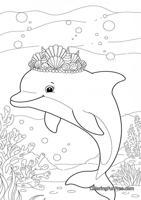 Dolphin with seashell crown