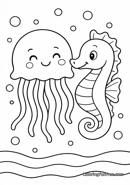 Jellyfish and seahorse