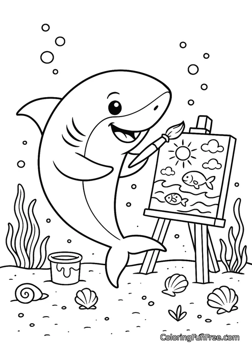 Artist shark painting