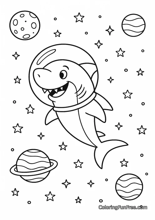 Astronaut shark in space