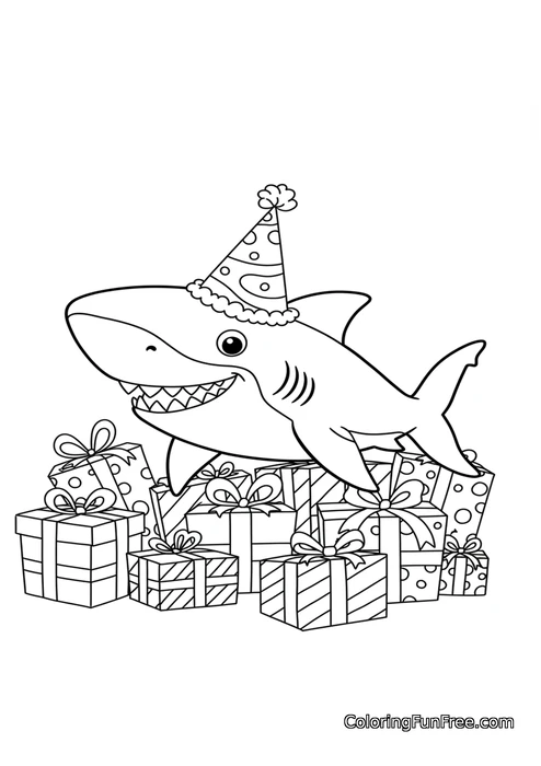 Birthday shark with presents