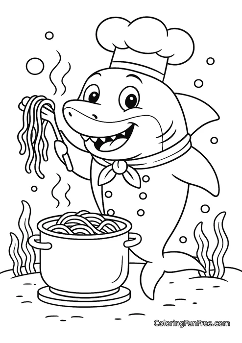 Chef shark with spaghetti