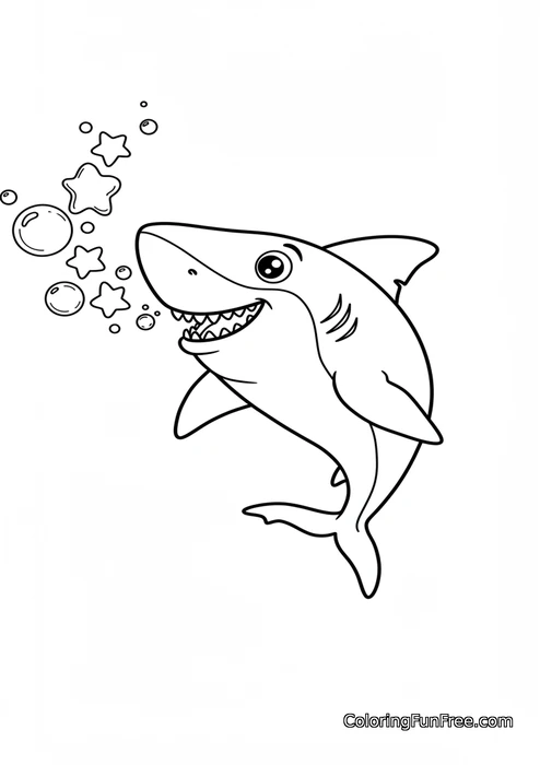 Shark blowing star bubbles