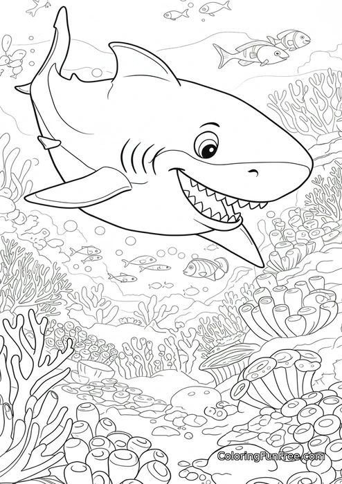 Shark swimming in coral reef