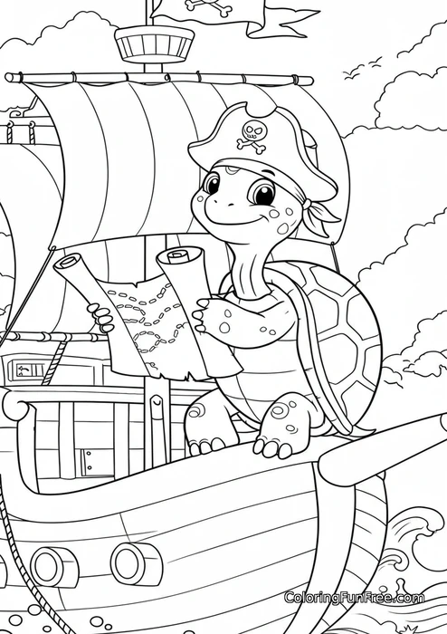 Pirate turtle on ship