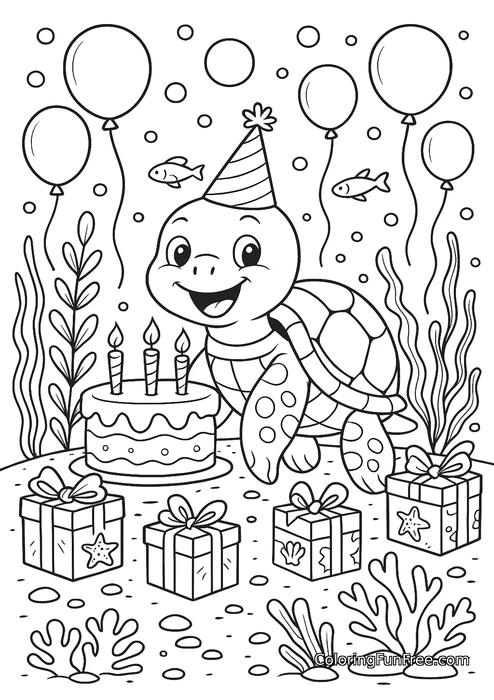 Turtle birthday party underwater