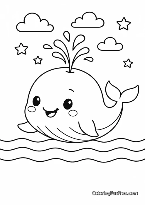 Cute whale spouting water