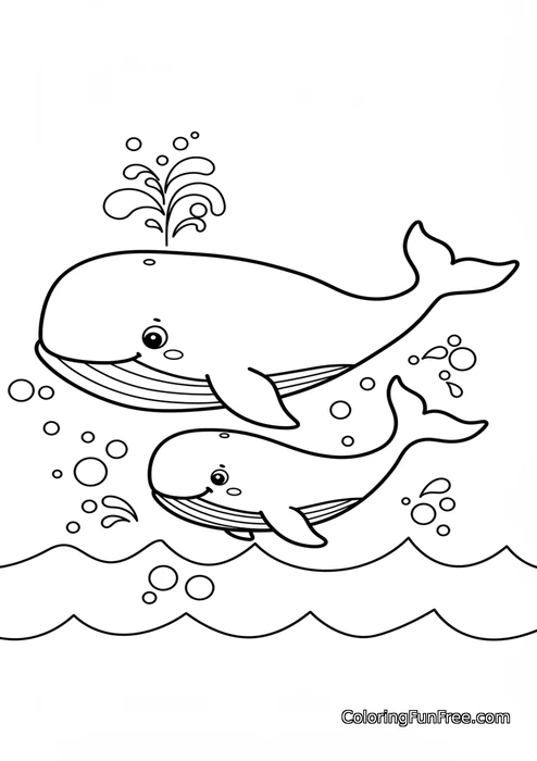 Mother whale and baby whale