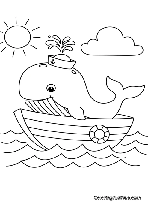 Sailor whale in boat