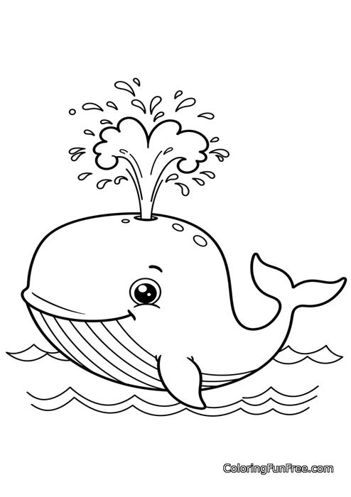 Whale spouting water in waves