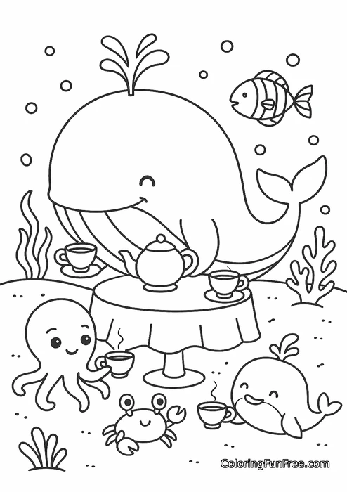 Whale tea party underwater