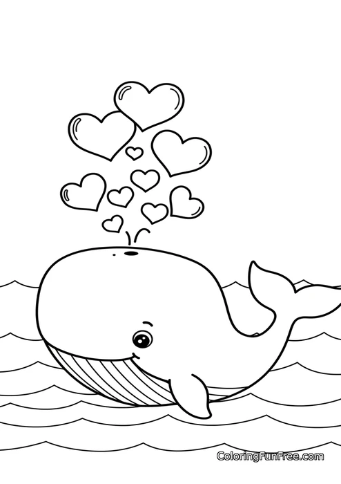 Whale with heart spouts