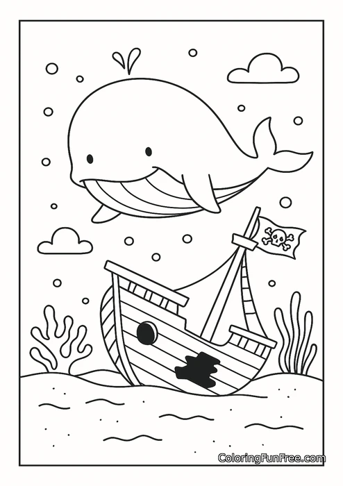 Whale with pirate ship
