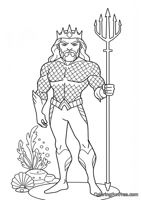 Aquaman surrounded by coral reef