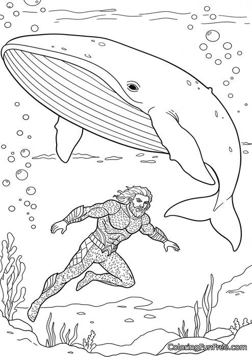 Aquaman swimming with whale