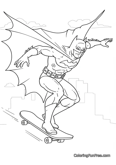 Batman riding skateboard