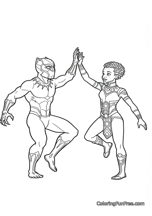 Black panther and shuri high five