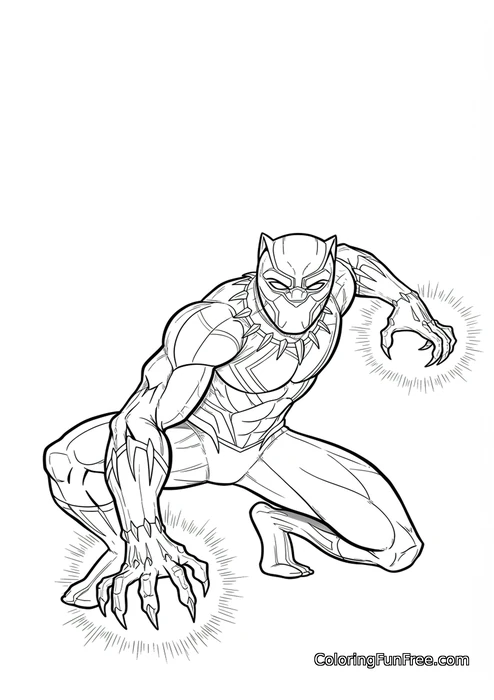 Black panther crouching with energy claws