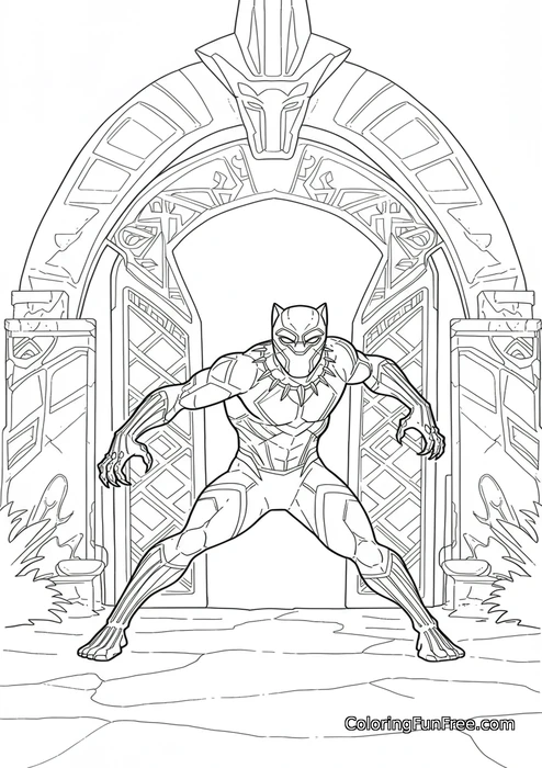 Black panther in wakandan doorway