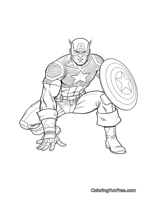Captain America crouching pose