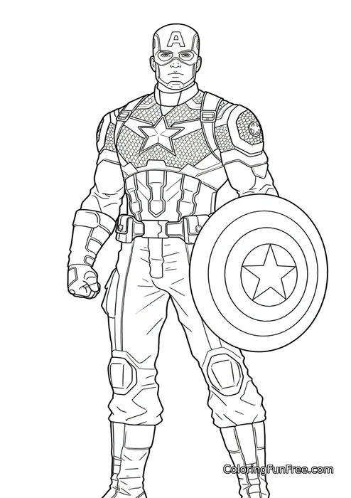 Captain America standing with shield