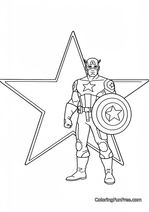 Captain America with star background