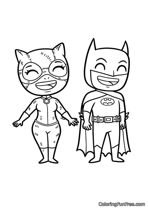 Catwoman chibi with batman