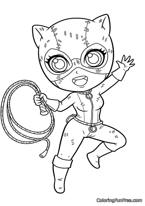 Catwoman holding whip crouching