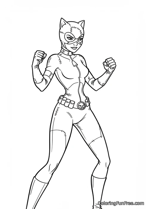 Catwoman walking in suit