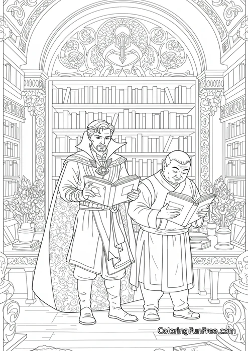 Doctor Strange and Wong in library