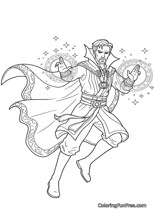 Doctor Strange floating with magic