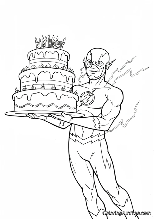 Flash standing with cake