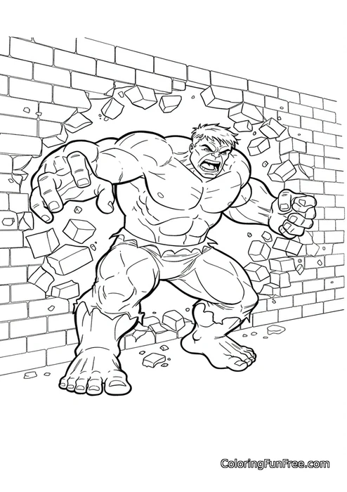 Hulk breaking through wall