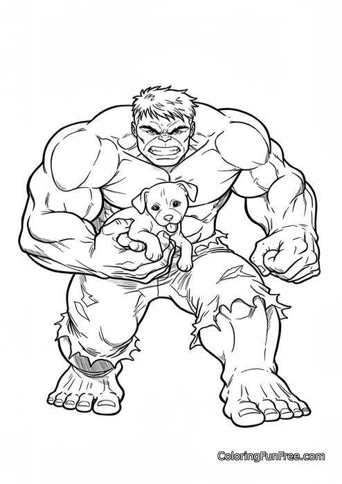 Hulk holding puppy