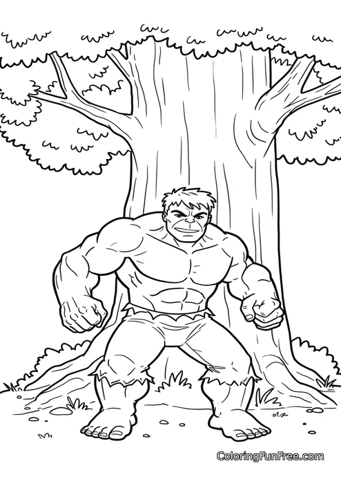 Hulk in front of tree