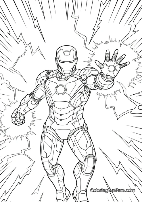 Iron man action pose with energy blasts