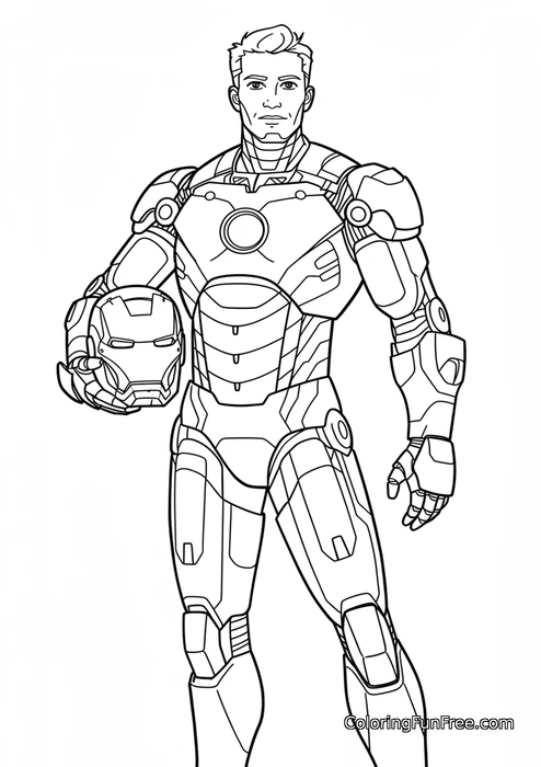 Iron man holding helmet