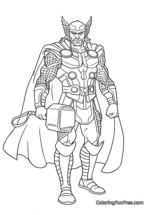 Thor standing pose with mjolnir