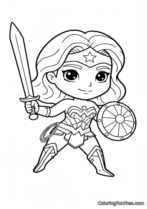 Wonder woman chibi with sword