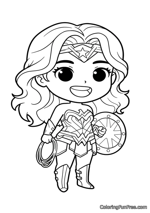 Wonder woman chibi with sword and shield