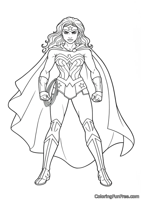 Wonder woman hovering with cape