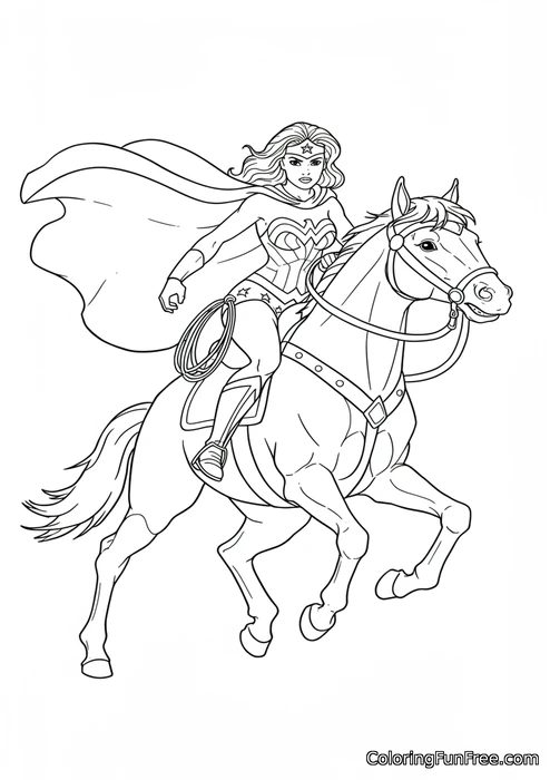 Wonder woman riding horse