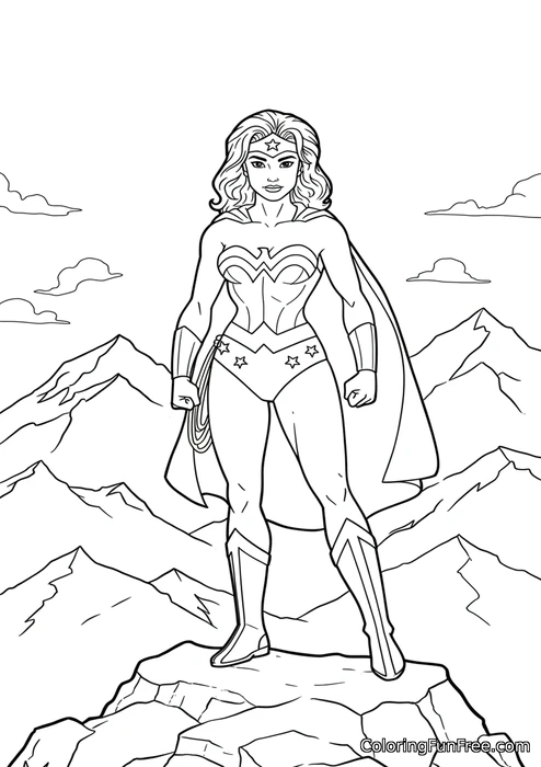 Wonder woman standing on cliff
