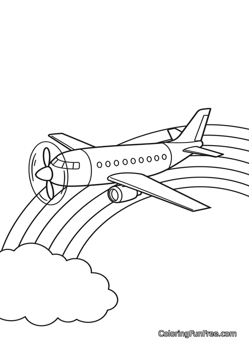 Airplane and rainbow