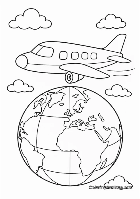 Airplane flying over earth