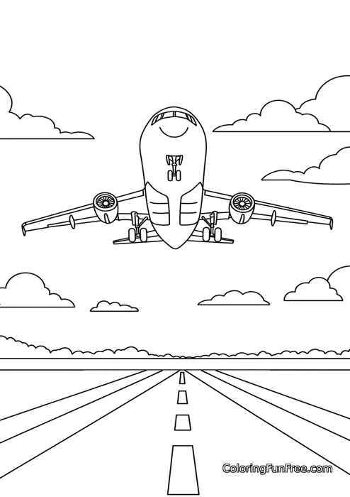 Airplane landing on runway