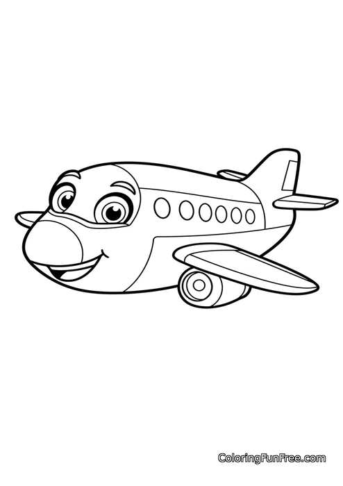 Cute cartoon airplane with face