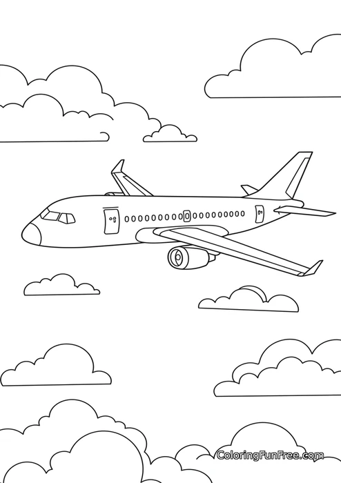 Passenger jet in clouds